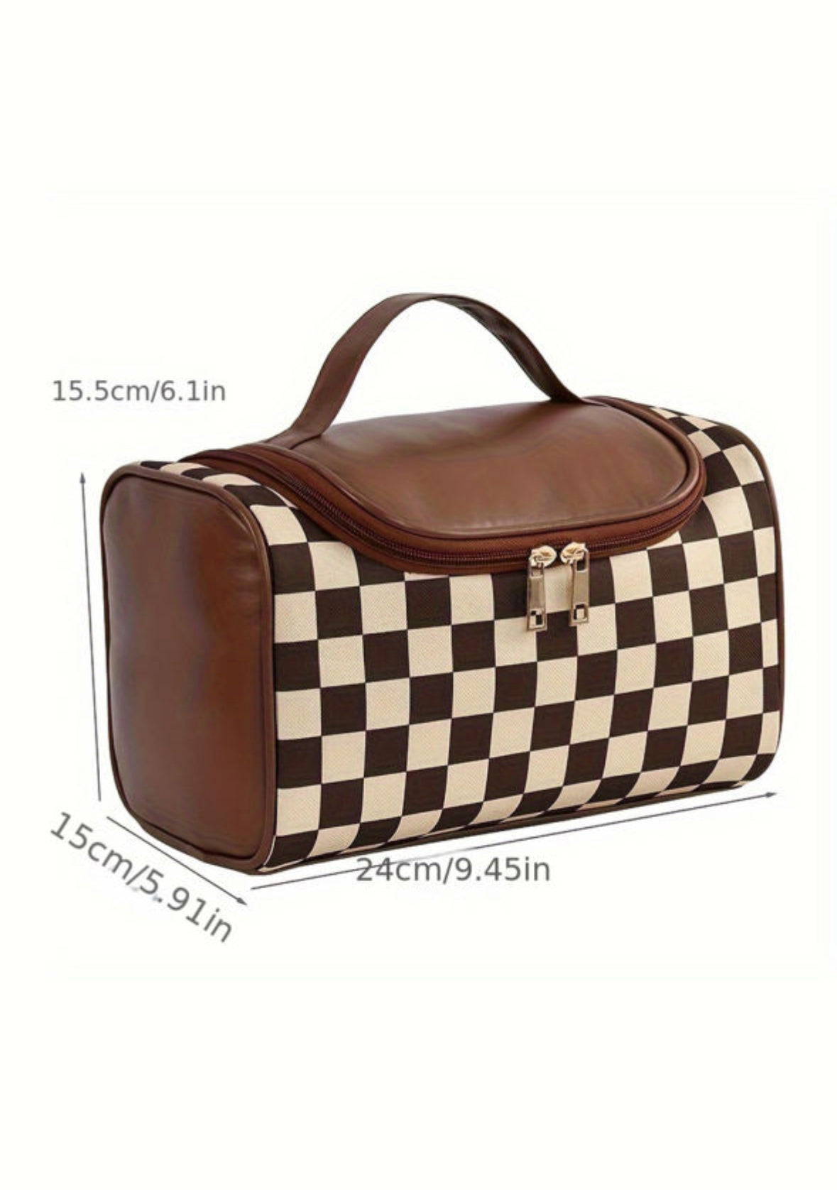 Black and Cream Checkered Makeup Bag