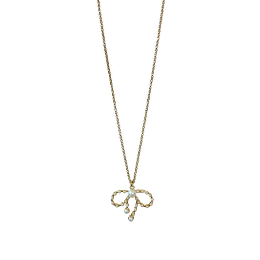 Pearl Gold Bow Necklace