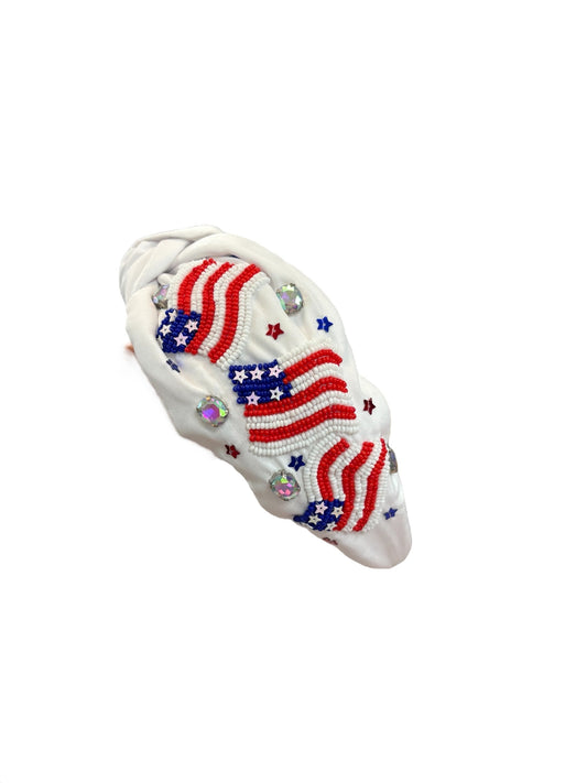 White USA Flag Headband