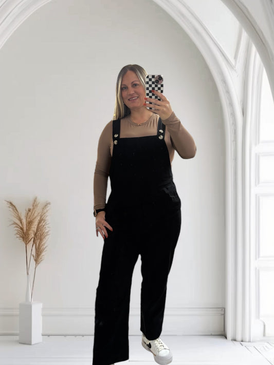 Black Cropped Overall