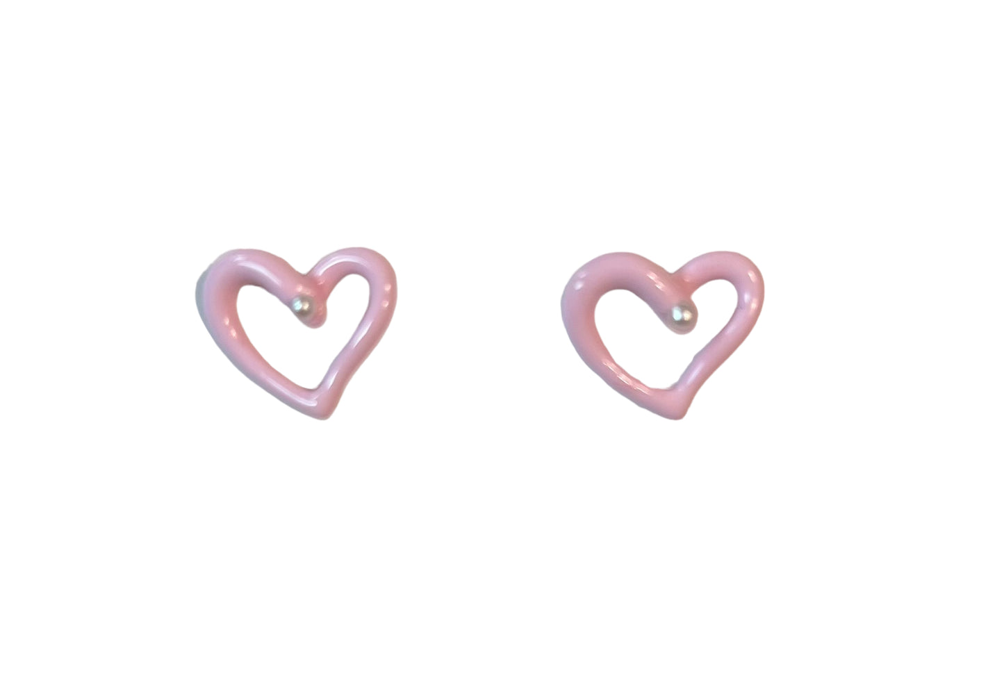 Heart with Pearl Stud Earrings