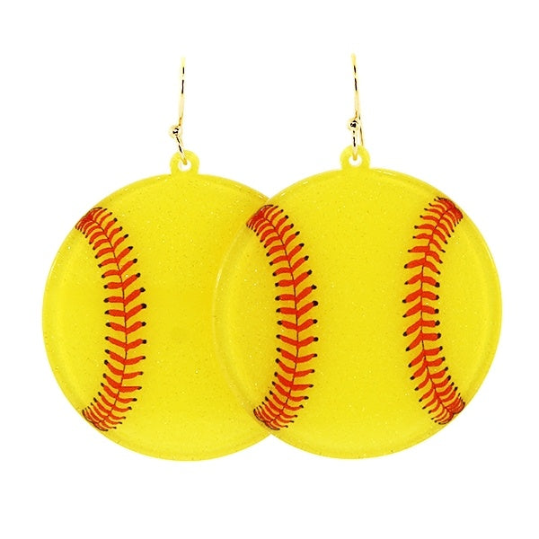 Glitter Resin Earrings | Softball