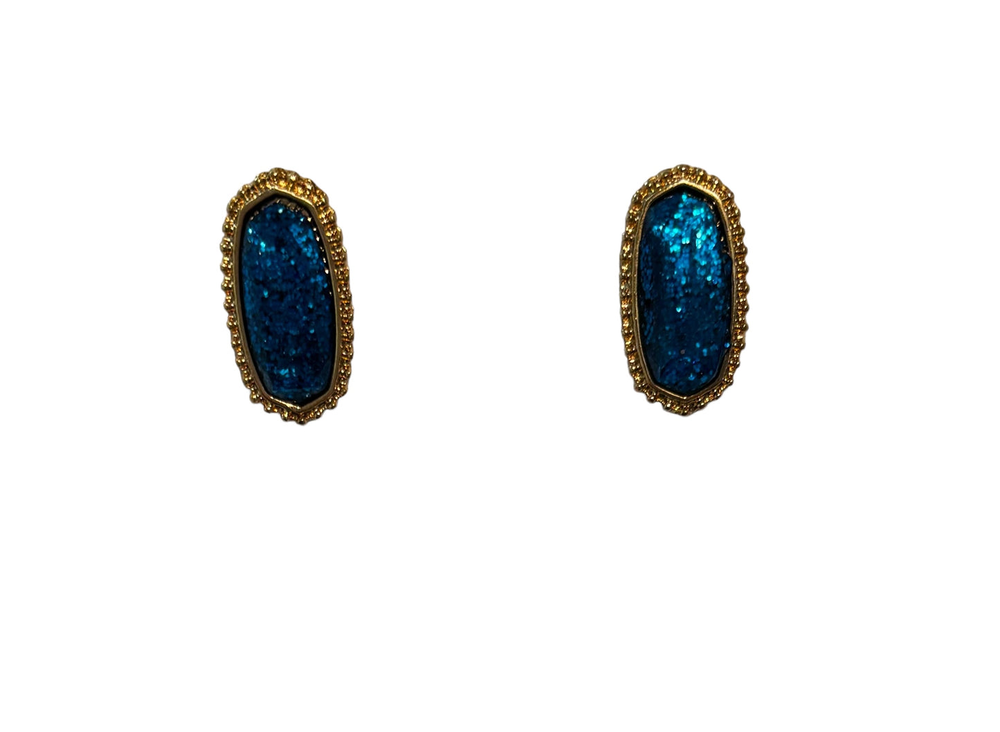 Hex Druzy Stud | Blue