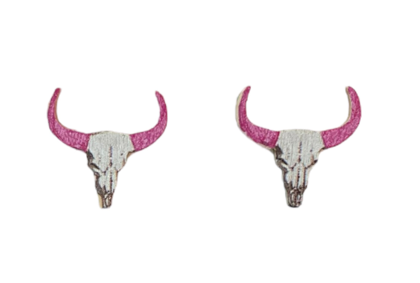 Pink Wooden Western Earrings