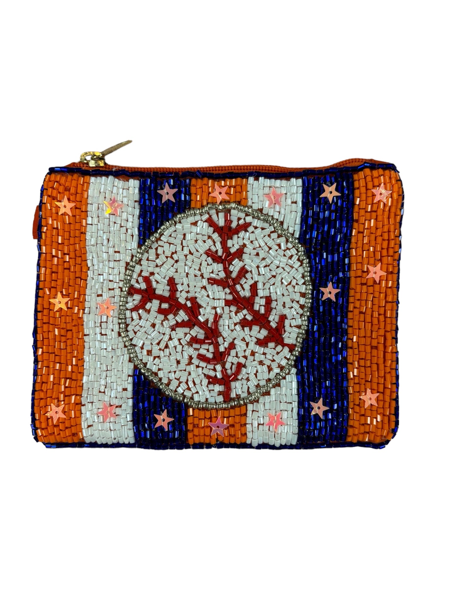 Orange, Blue and White Baseball Coin Purse | Wristlet