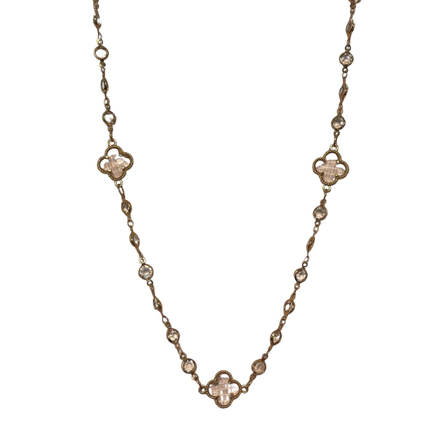 Long Gold and Glover Necklace | Clear