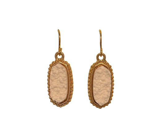 Druzy Dangle Earring | White