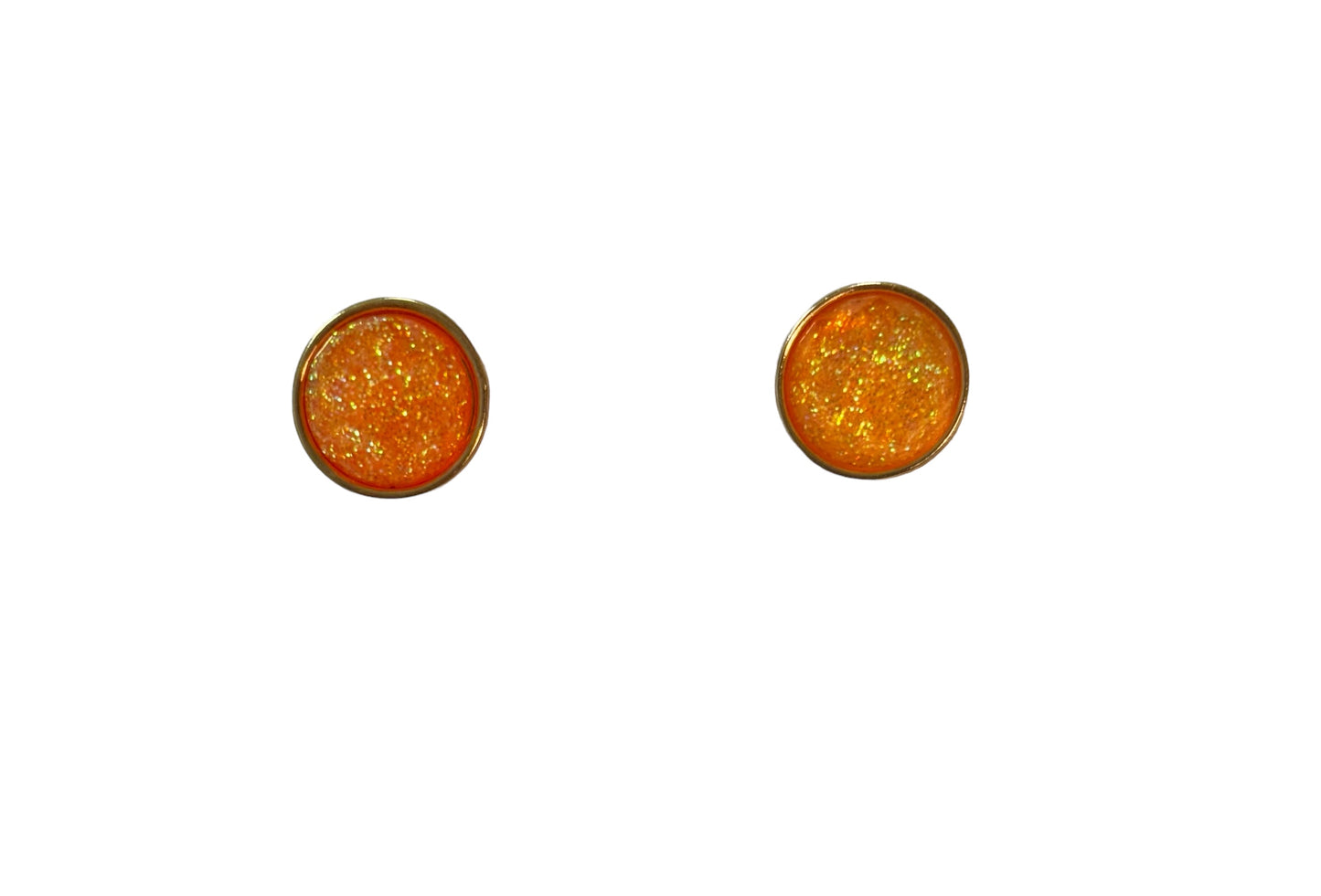 Round Glitter Earrings | Orange