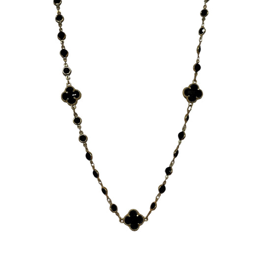 Long Gold and Glover Necklace | Black