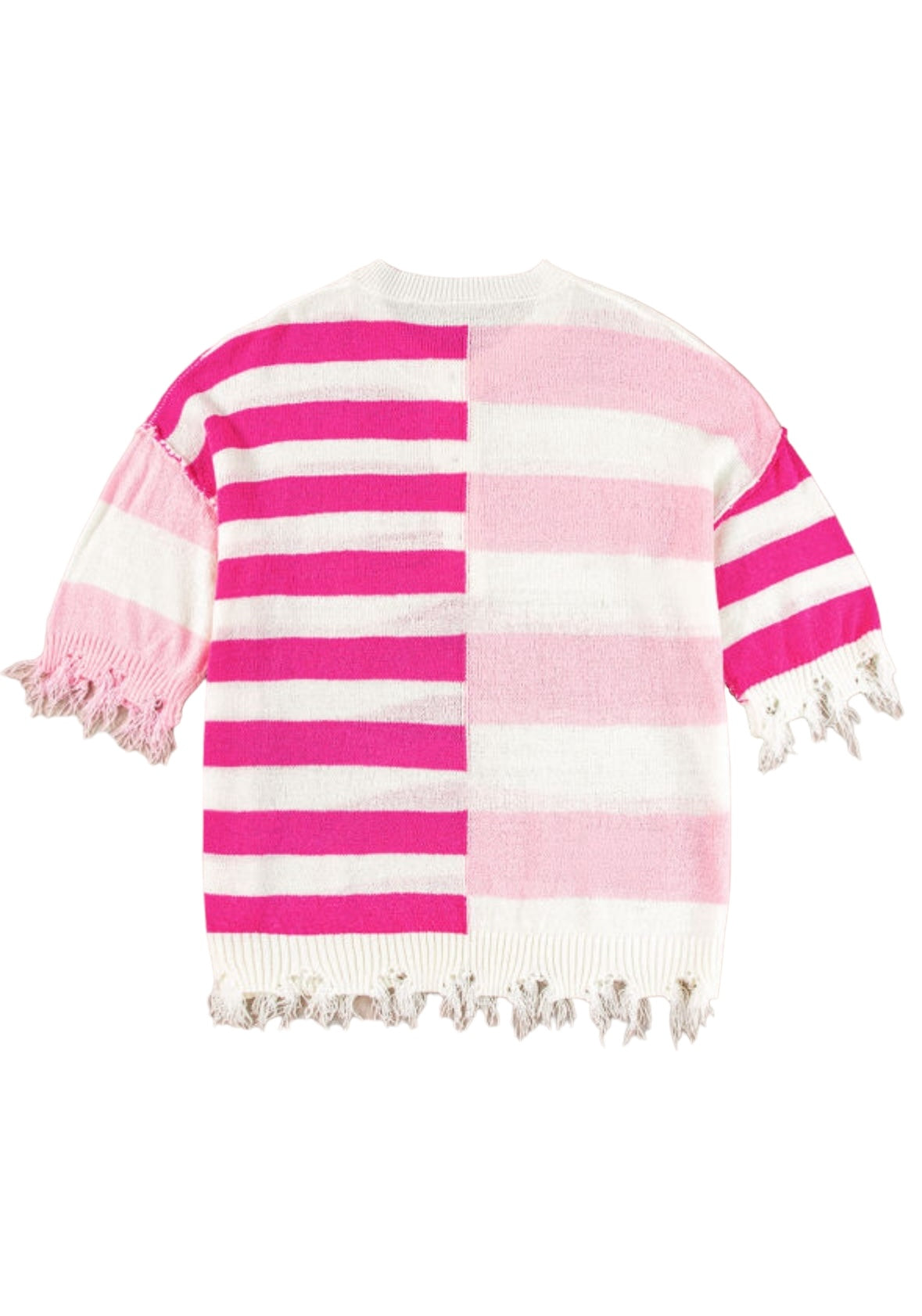 Distressed Color Block Striped Top | Pink