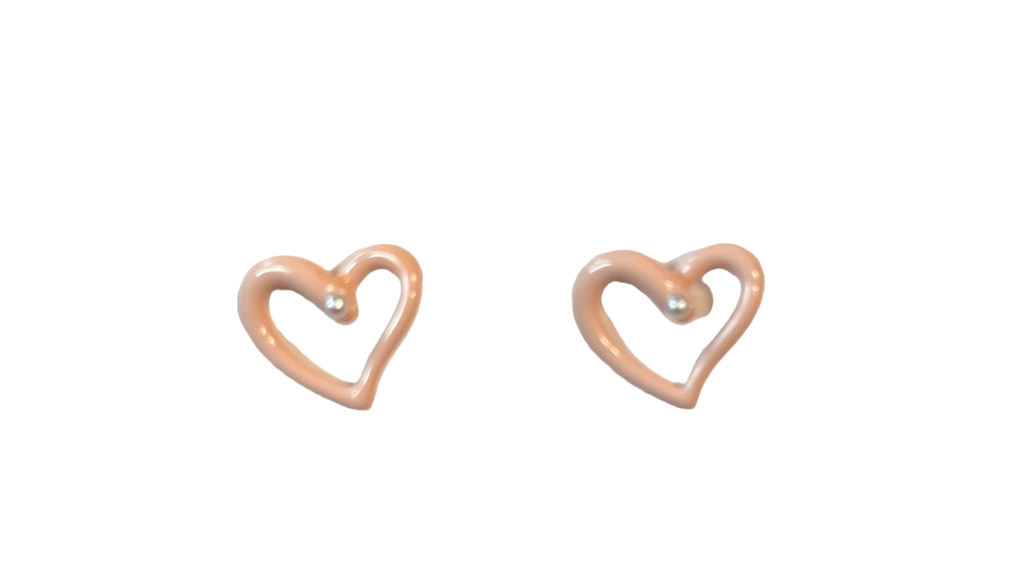 Heart with Pearl Stud Earrings