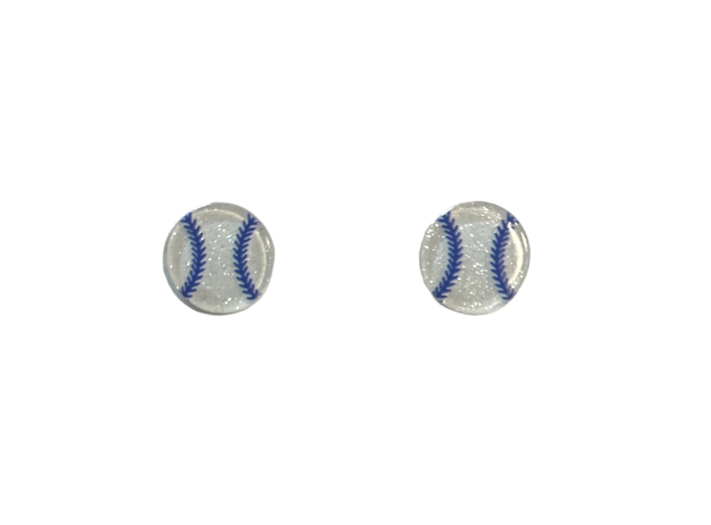 White and Blue Baseball Studs