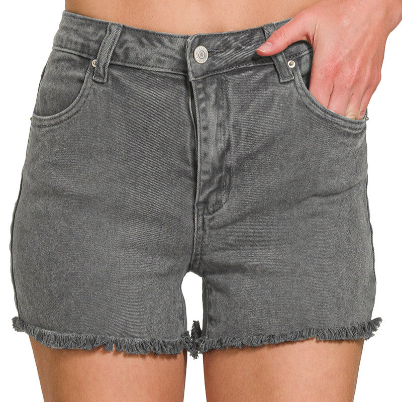 Freyed Cut Off Shorts | Ash Black