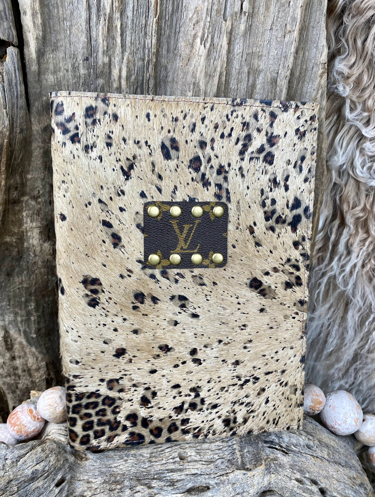 Upcycled Golden Goose Journal - Distressed Leopard