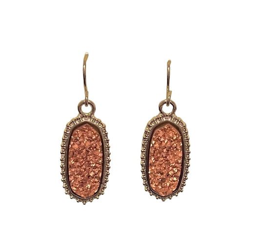 Druzy Dangle Earring | Rose Gold