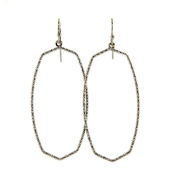 Textured Hex Earrings | Silver