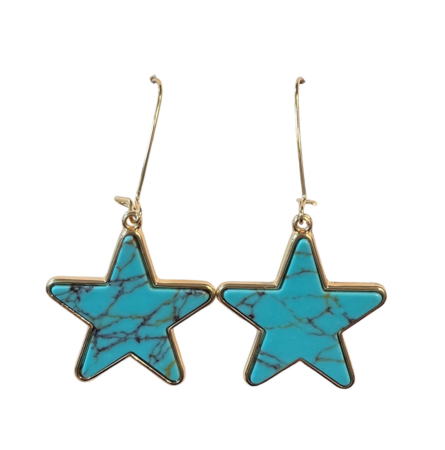Turquoise Crackle Star Dangle Earrings