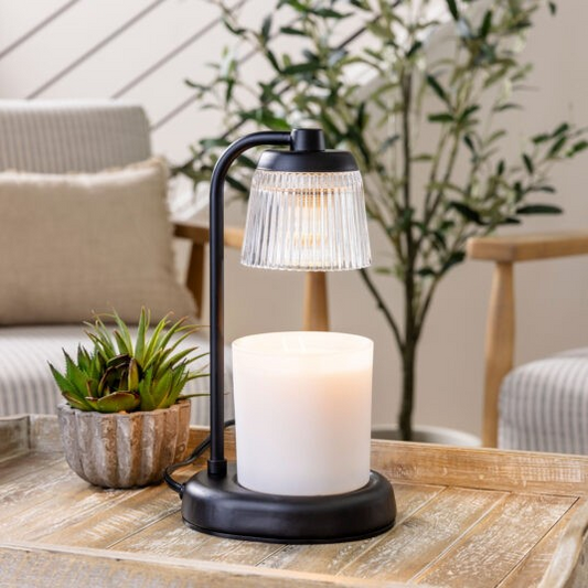 Fluted Glass Candle Warmer Lamp | Black