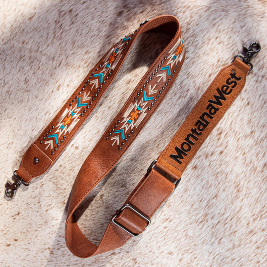 Montana West Guitar Strap/Purse Strap - Brown Aztek