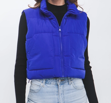Puffer Vest with Pockets - Royal