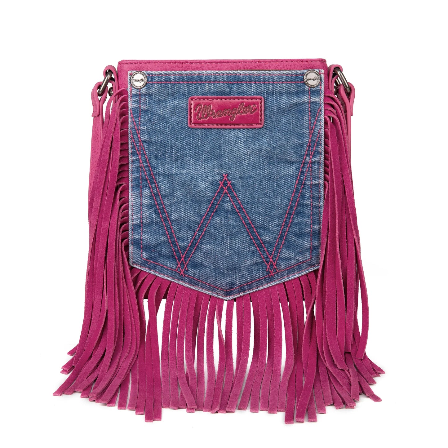 Wrangler Leather Fridge Denim Jean Pocket Crossbody - Pink lol