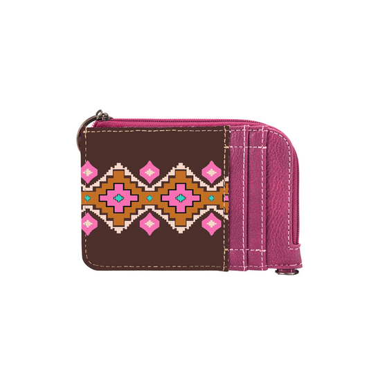 Wrangler Southwestern Mini Zip Card Case - Hot Pink