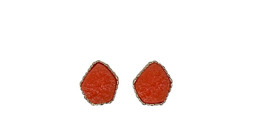 Natural Coral Druzy stud