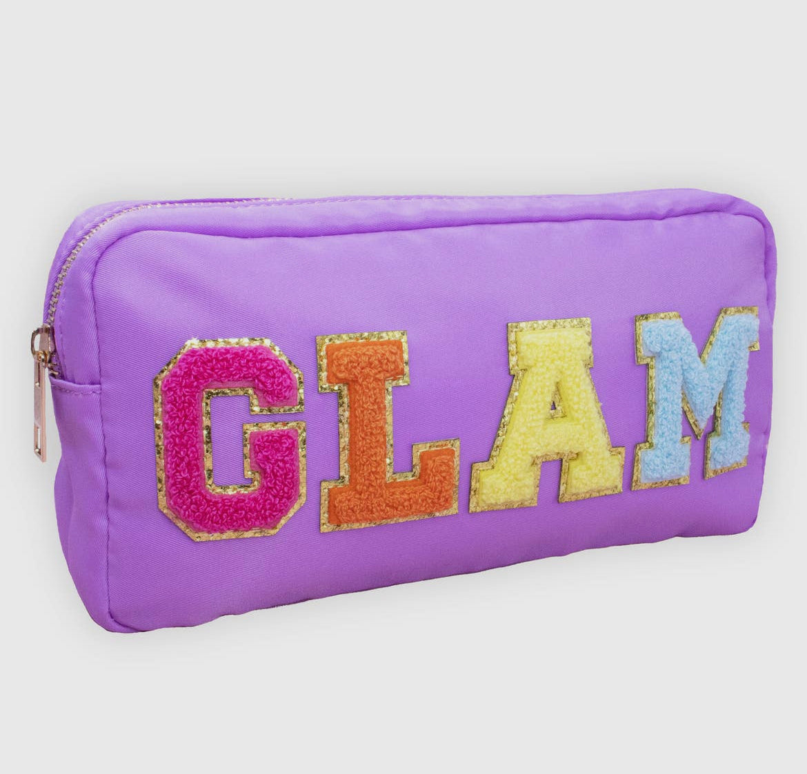 Preppy Chenille Letter Travel Pouch - Glam