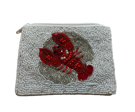 Crawfish Seed Bead Coin Purse