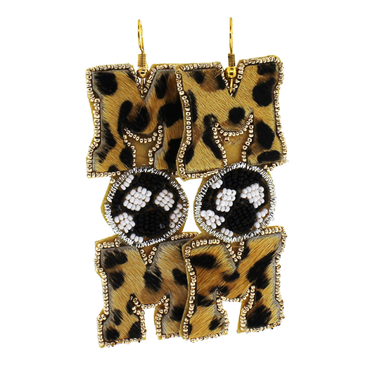 Leopard Mom Earrings-Soccer