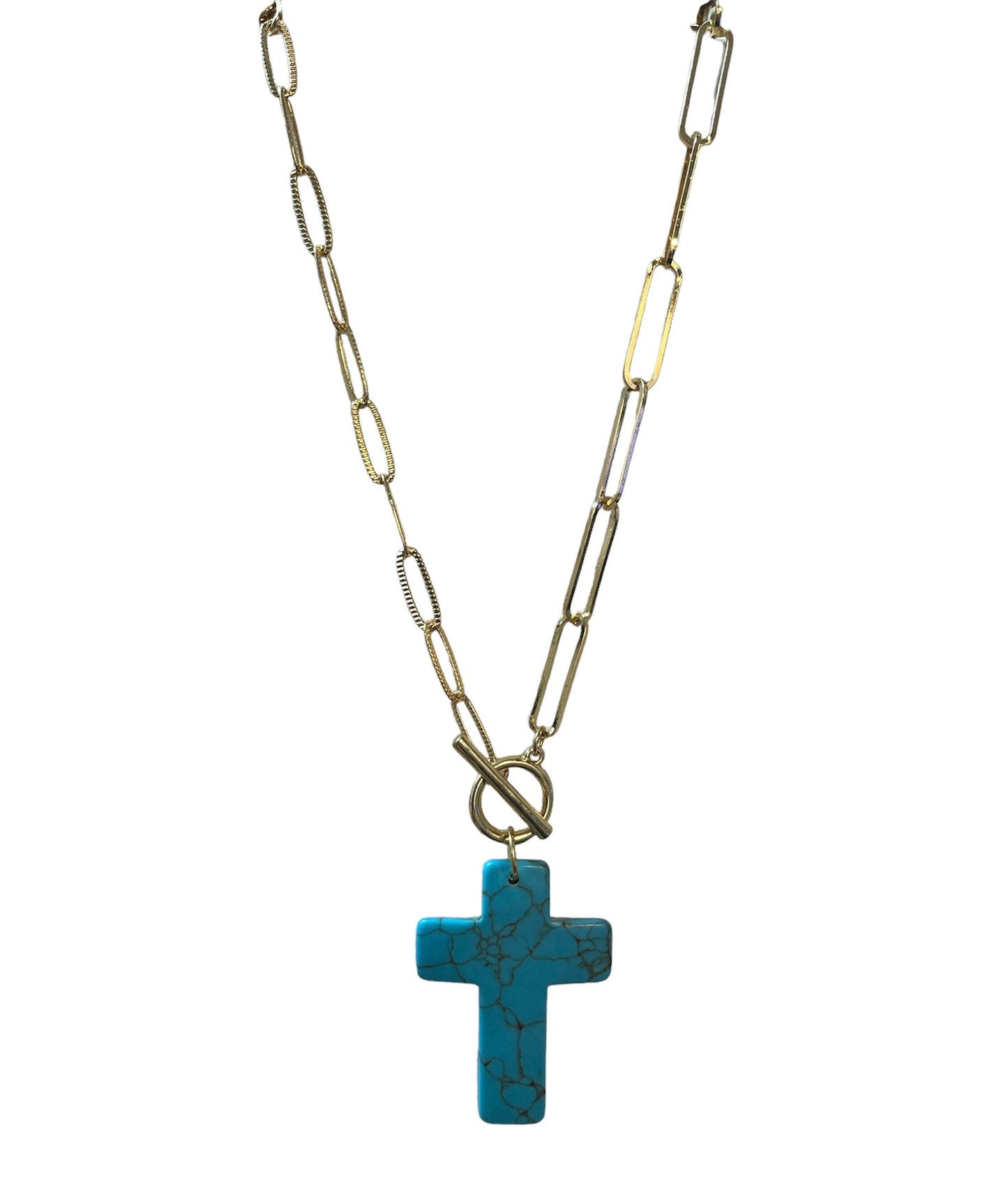 Marble Turquoise Cross Necklace