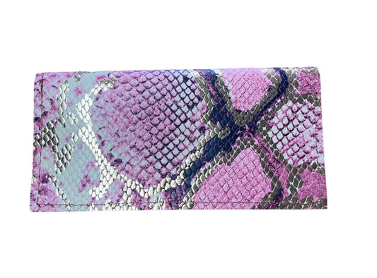 Leather Pink Snake Checkbook