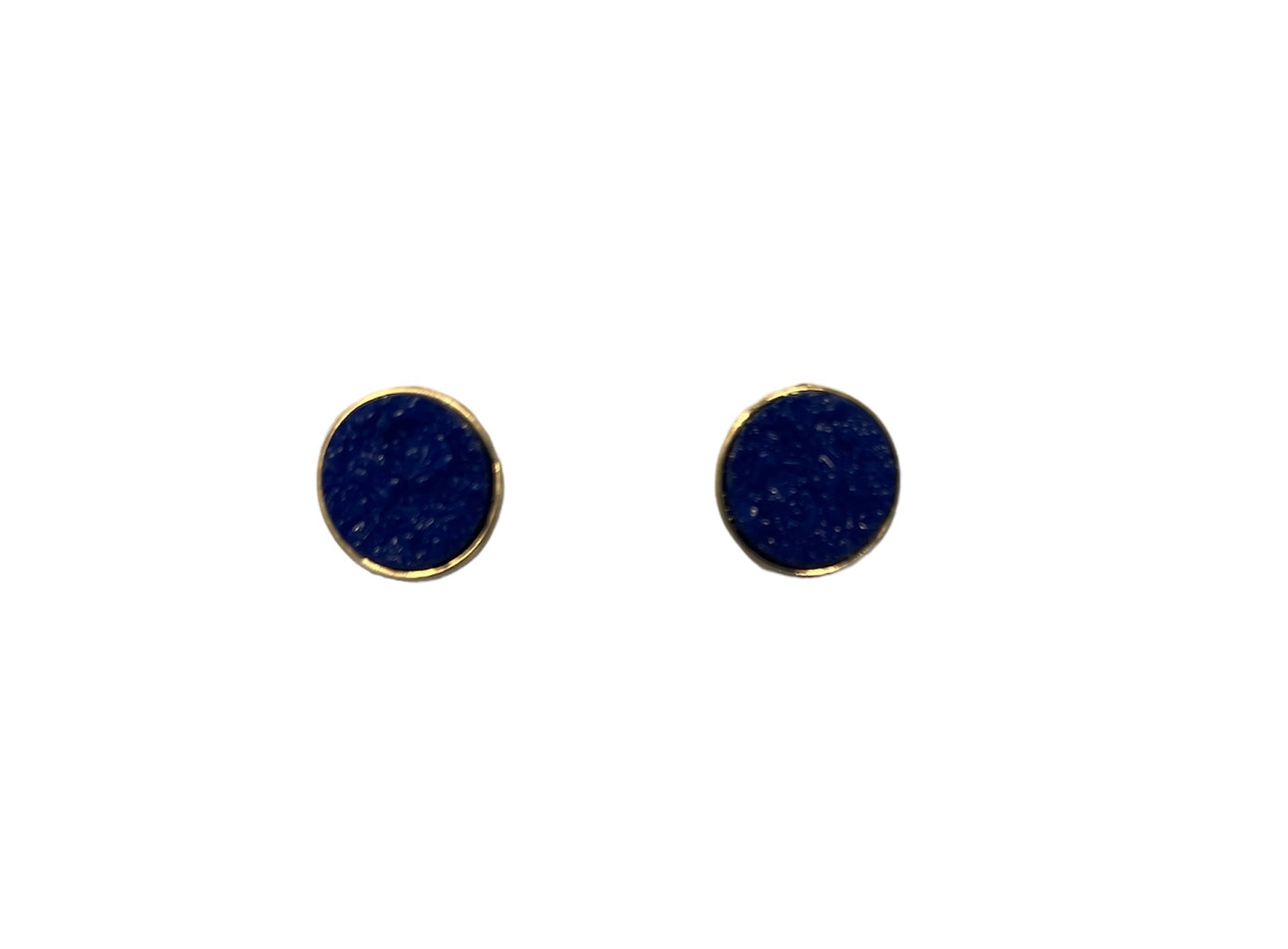 Round Druzy Earrings-Blue