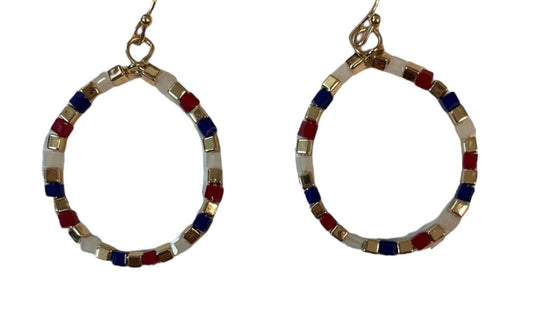 Red, White and Blue Bead Earrings