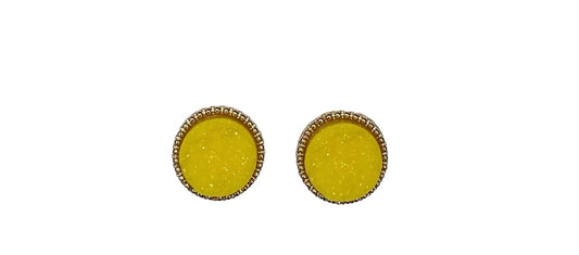 Round Druzy stud- yellow