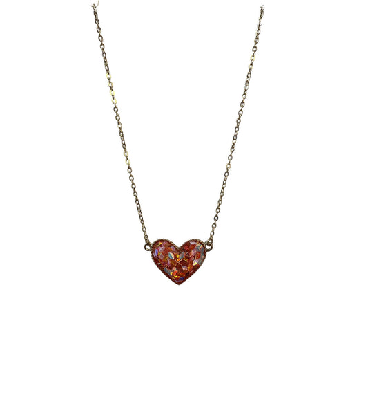 Heart Pendant Necklace-Pink