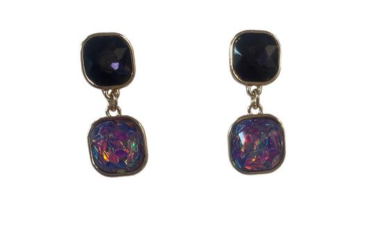 Purple Square Dangle Earrings