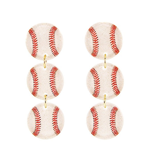 Glitter Resin Baseball Earrings