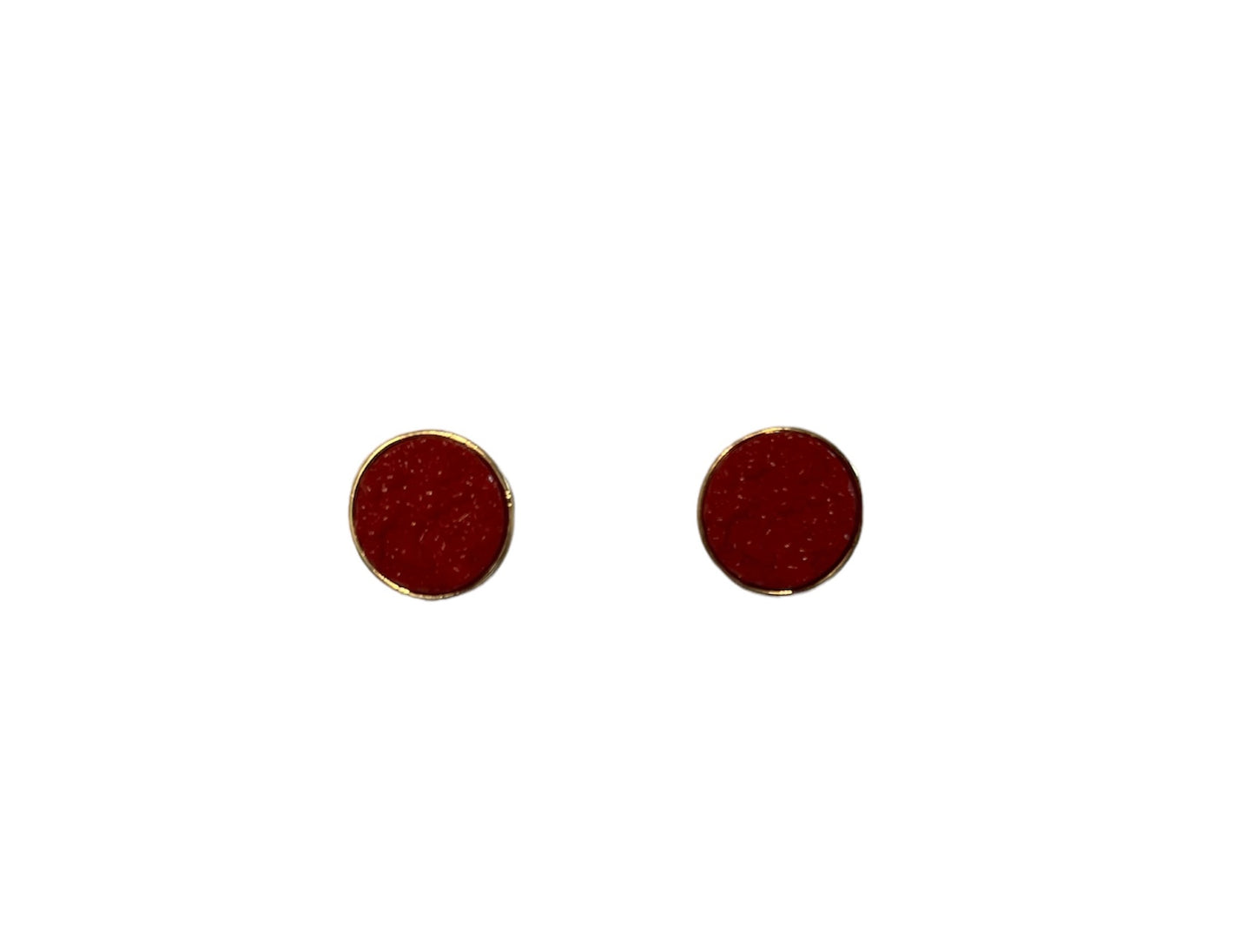 Round Druzy Earrings-Red
