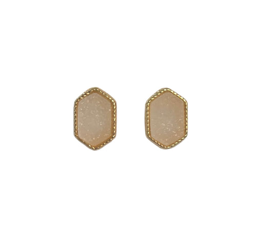 Druzy Stud Earrings-White