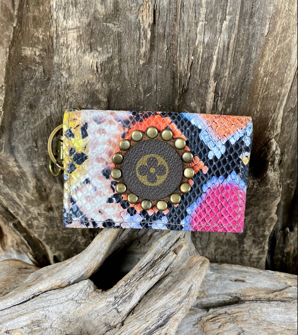 Upcycled Rainbow Snake Becca Credit Card Holders