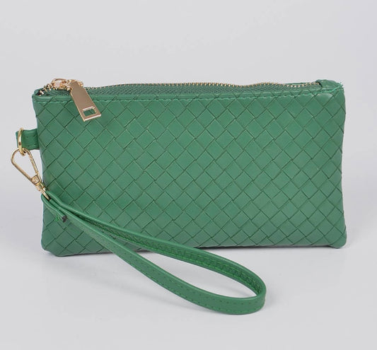 Woven Braid Clutch-Emerald