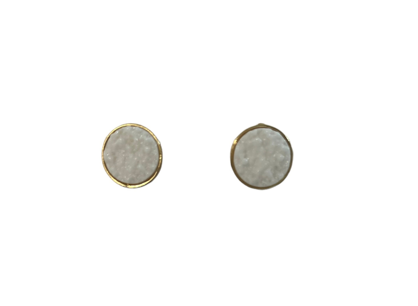 Round Druzy Earrings-White