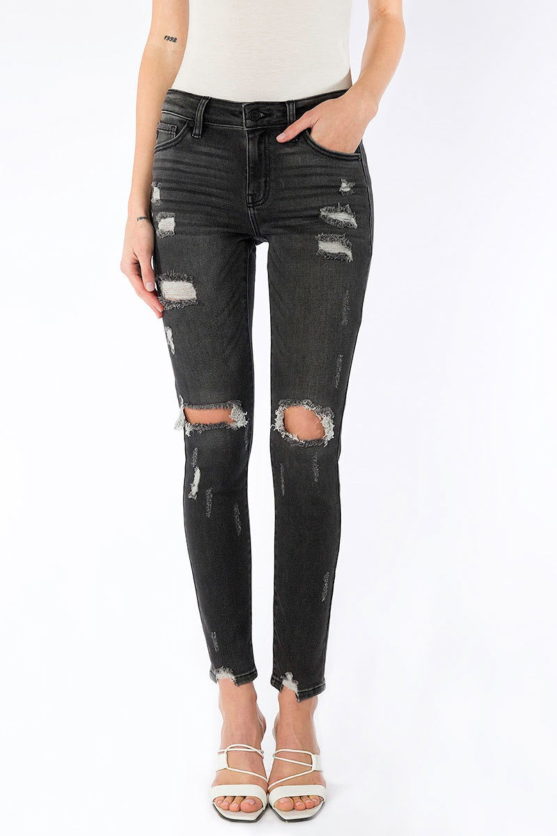 Black Distressed Skinny KanCan Jeans