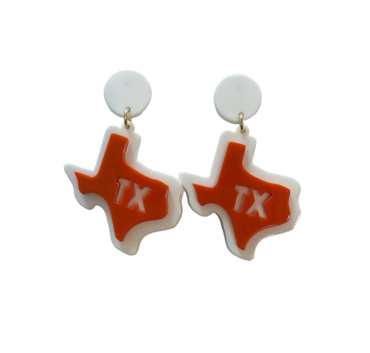 White and Orange Texas Earrings