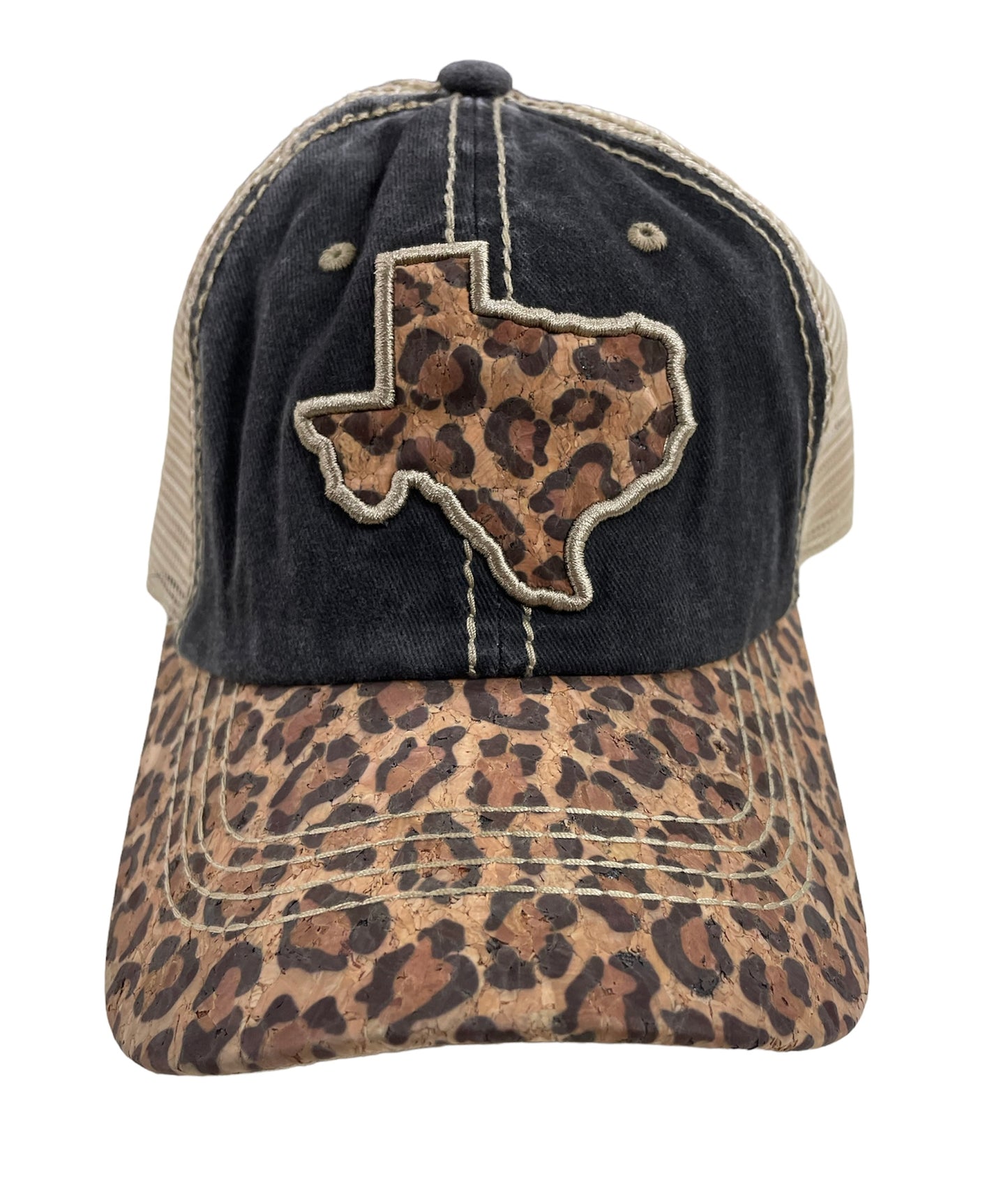 Leopard Print Texas Cork Trucker Hat