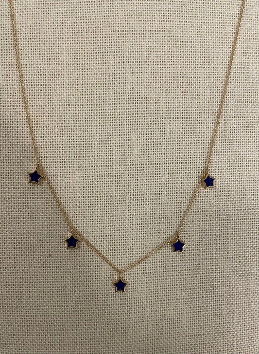 Gold and Blue Star Necklace