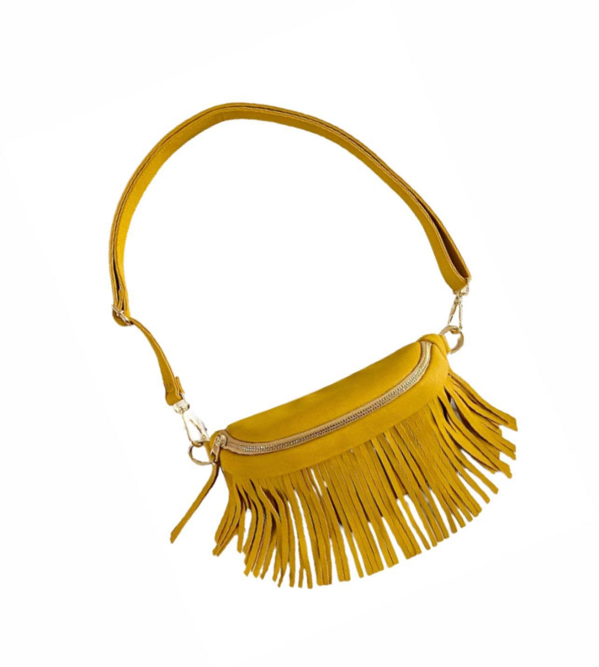 Suede Bum-Hip Bag with Removable Fringe