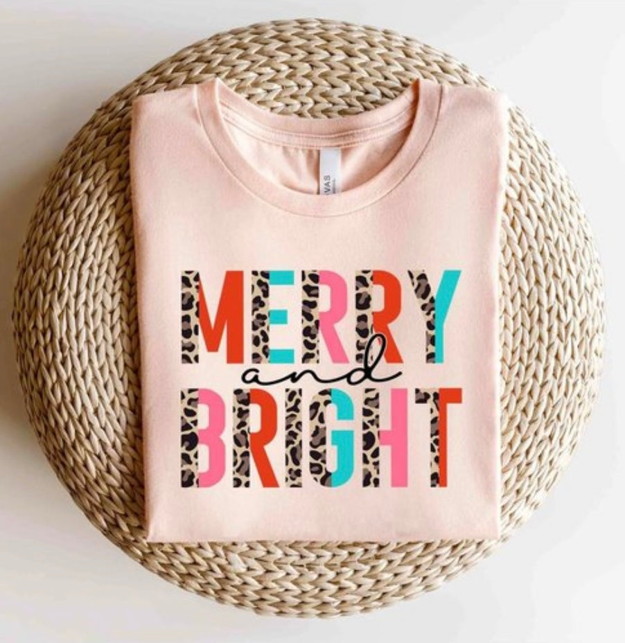 Merry & Bright On Light Pink T-Shirt