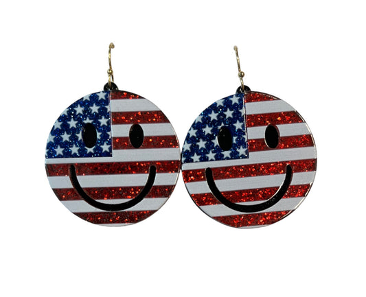 Happy Face America Earrings